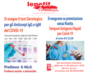 Test Sierologici E Tamponi Rapidi Laboratorio Analisi Lepetit